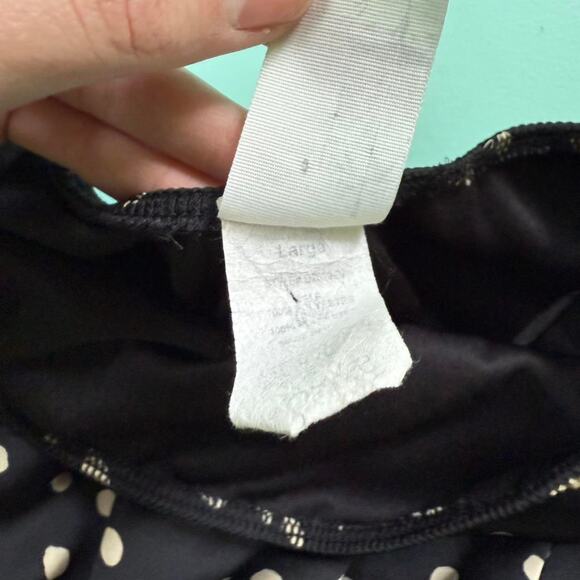 Vintage Black and white polka dot dress - one shoulder - Size Large - Picture 5 of 7